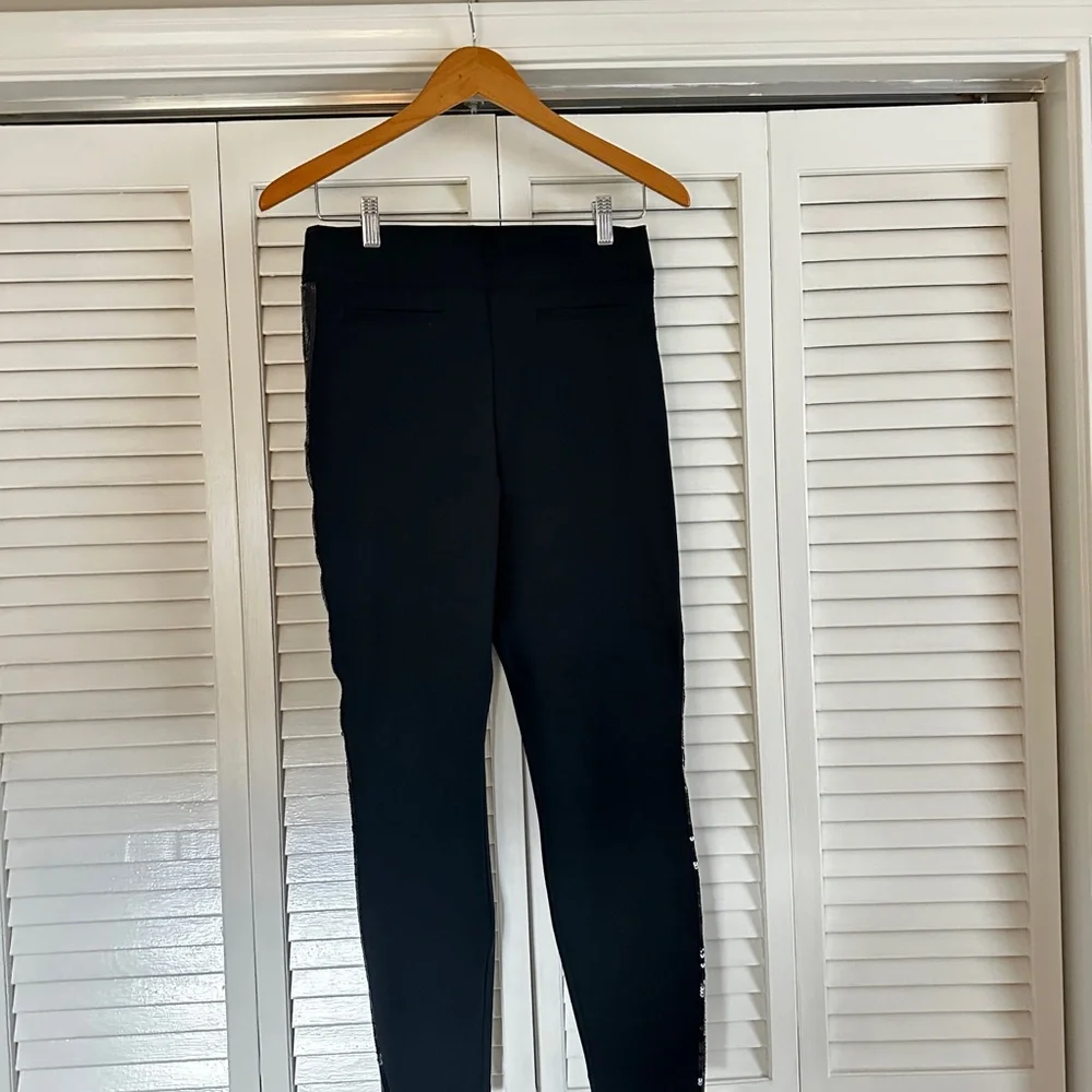 Spanx perfect black pant sequin tuxedo stripe M - Picture 3 of 8